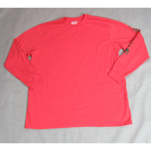 Carhartt T Shirt Mens Size 2XL Red Long Sleeve Logo Crew Neck Casual Work Tee - Picture 1 of 8